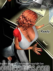 Red headed 3d toon becky stripping at the club